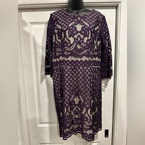 Regal Purple Lace Dress with Bell